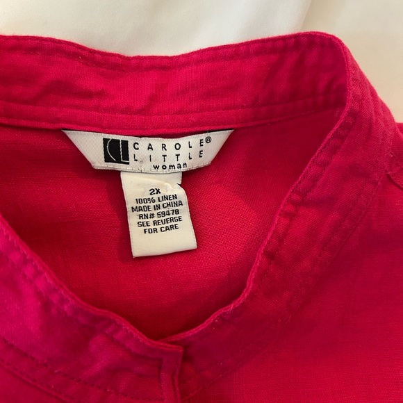 Carole Little 2X Pink Linen Jacket Button Front Lightweight Plus Size - Picture 7 of 7